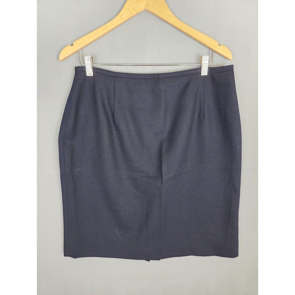 Vintage Jones New York 100% Wool Navy Straight Pencil Skirt Size 16 Office